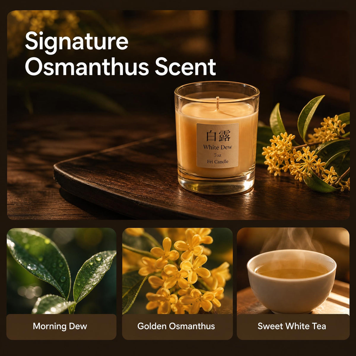 White Dew Osmanthus & Pear Soy Candle — 7oz Hand-Poured