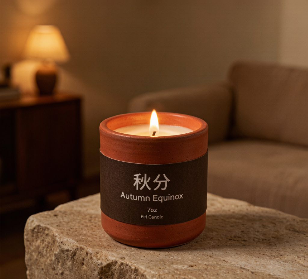 Autumn Equinox Persimmon & Cinnamon Soy Candle — 7oz Hand-Poured